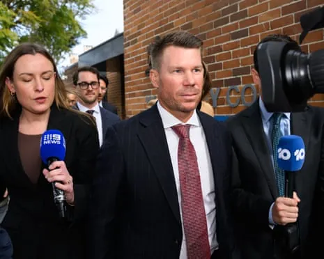 Former Autralian Test cricketer David Warner leaves Waverley Local Court in Sydney